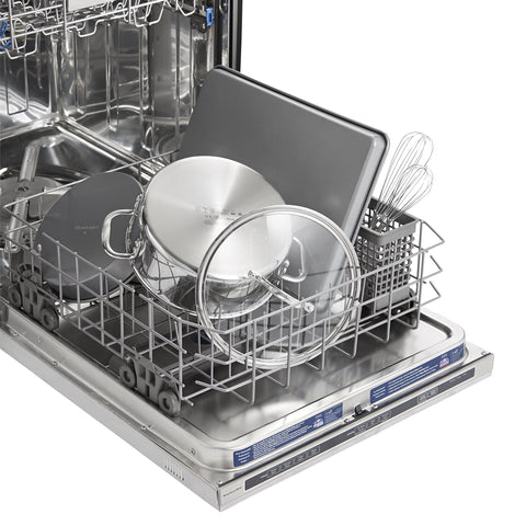 Calphalon Tri-Ply clear-glass lid for monitoring while cooking.