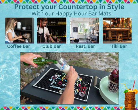 CALUVAR bar mat protects countertops from spills and stains in any entertaining space.