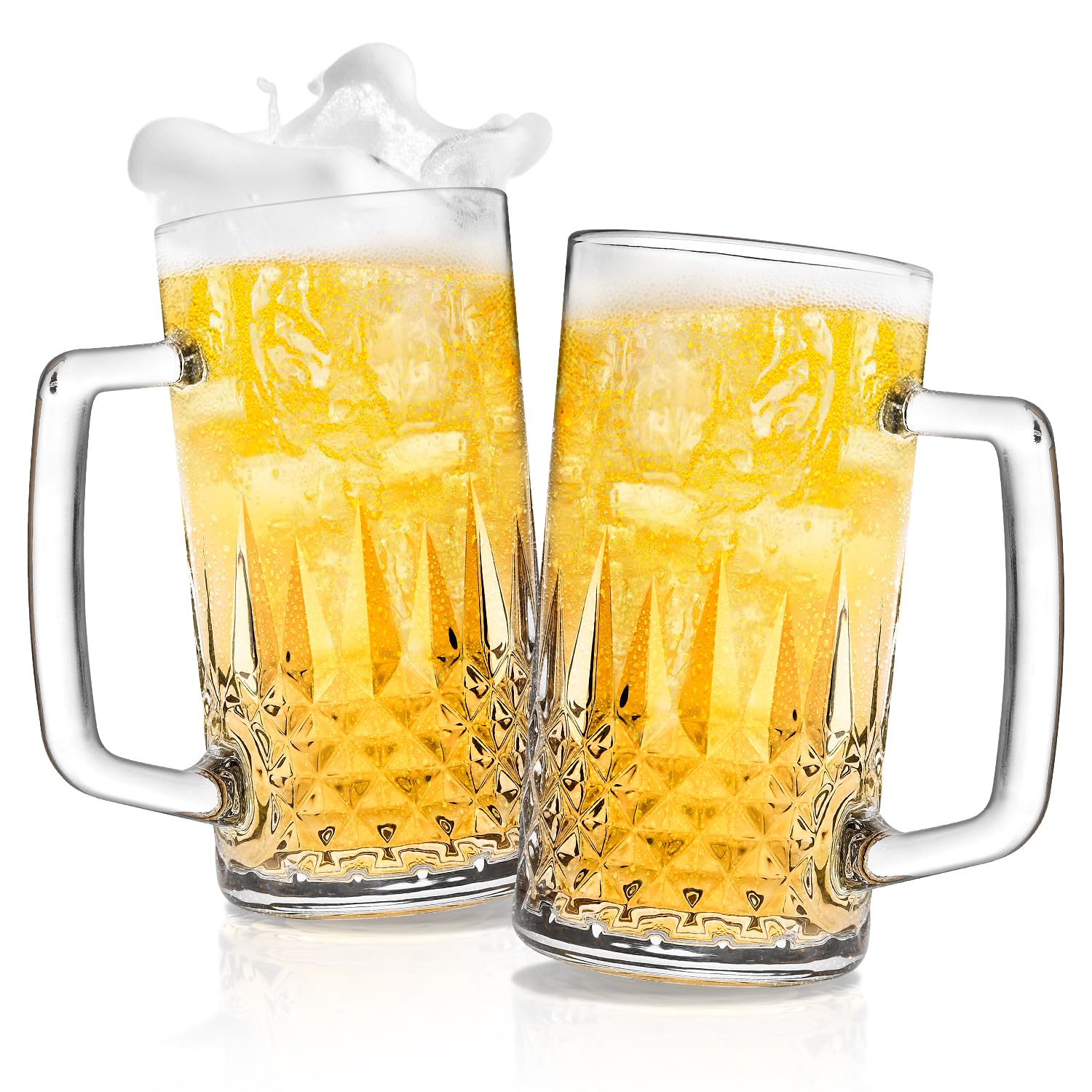 Cambareign beer mug set, front view, keeps drinks cold and enhances aroma.