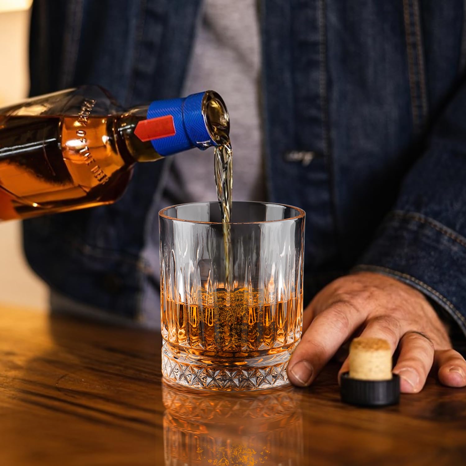 Cambareign old-fashioned engraved glass showing intricate pattern for elegant serving