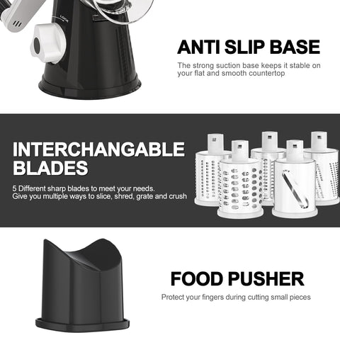 Cambom 5-in-1 rotary cheese grater slicing blade for uniform slices