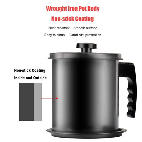Removable strainer eases cleaning after cooking and filtering.