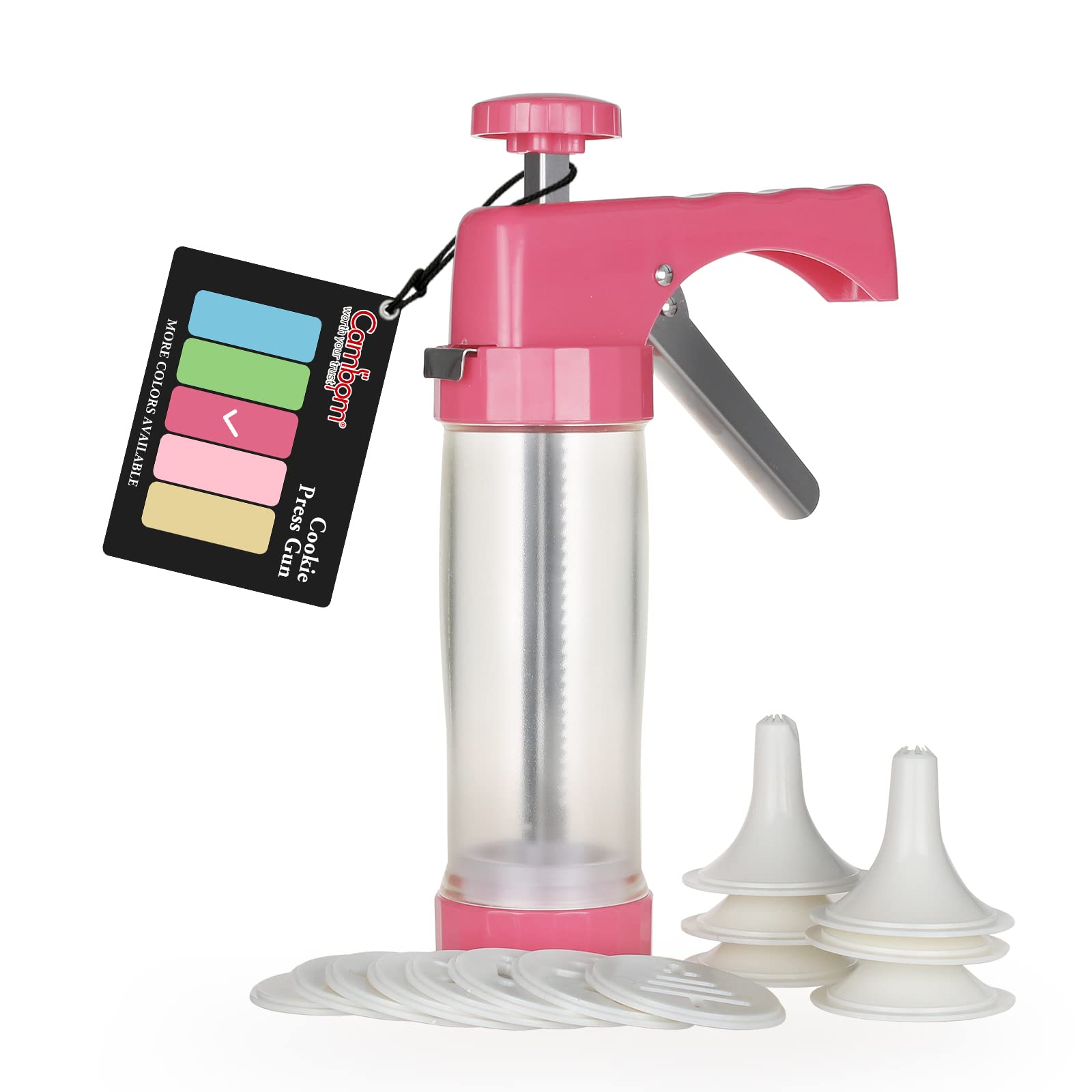 Cambom clear cookie press tube showing easy dough visibility for steady piping.