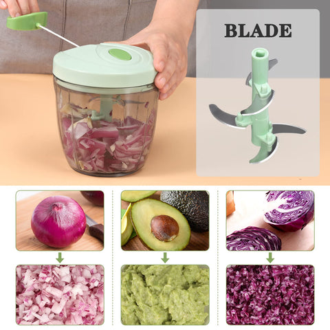 Cambom manual food chopper PS cup dishwasher safe for easy cleaning.