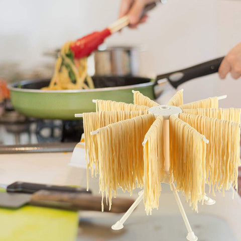 Cambom Pasta Drying Rack in use on a clean counter, ready to dry.