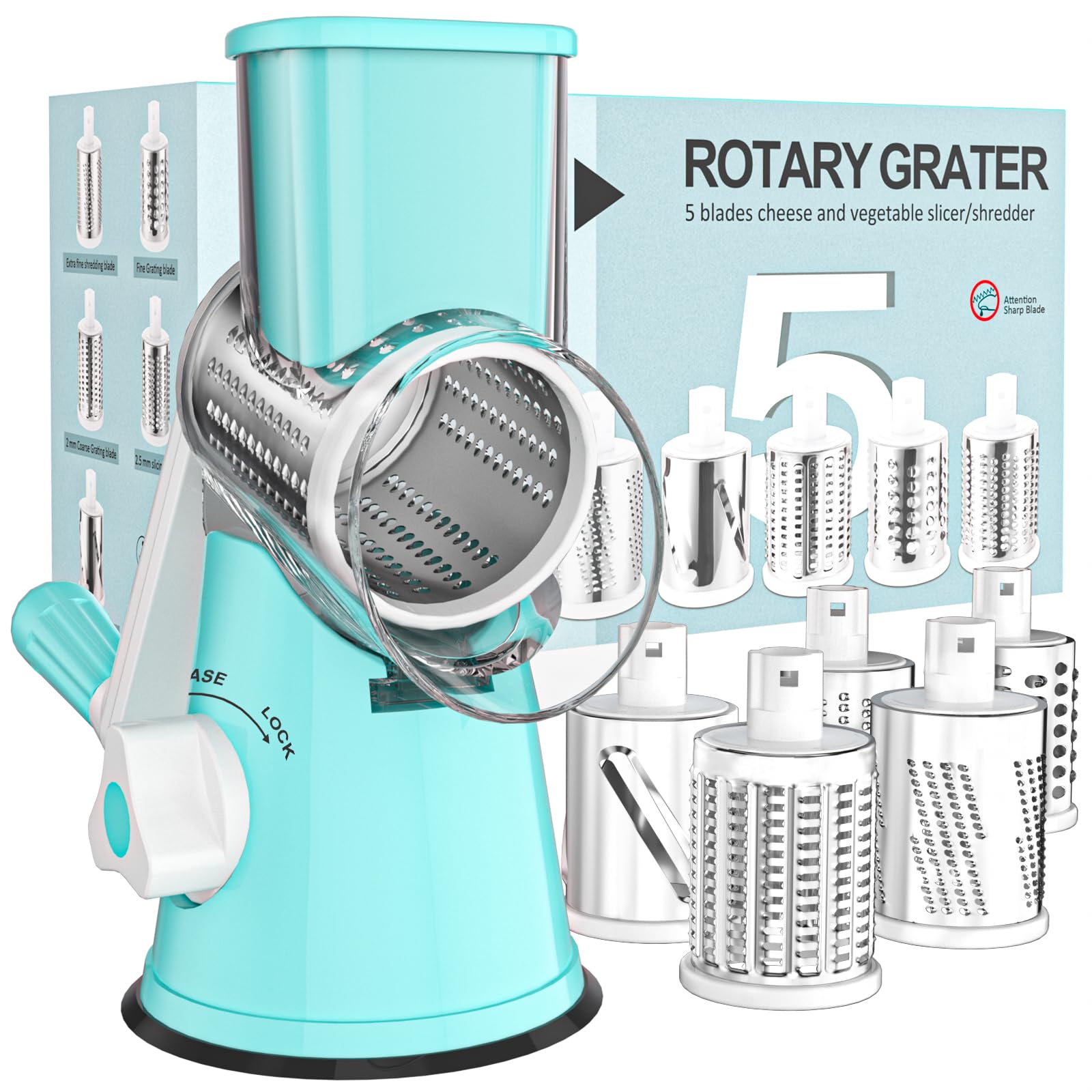 Cambom rotary cheese grater blue assembly for quick prep