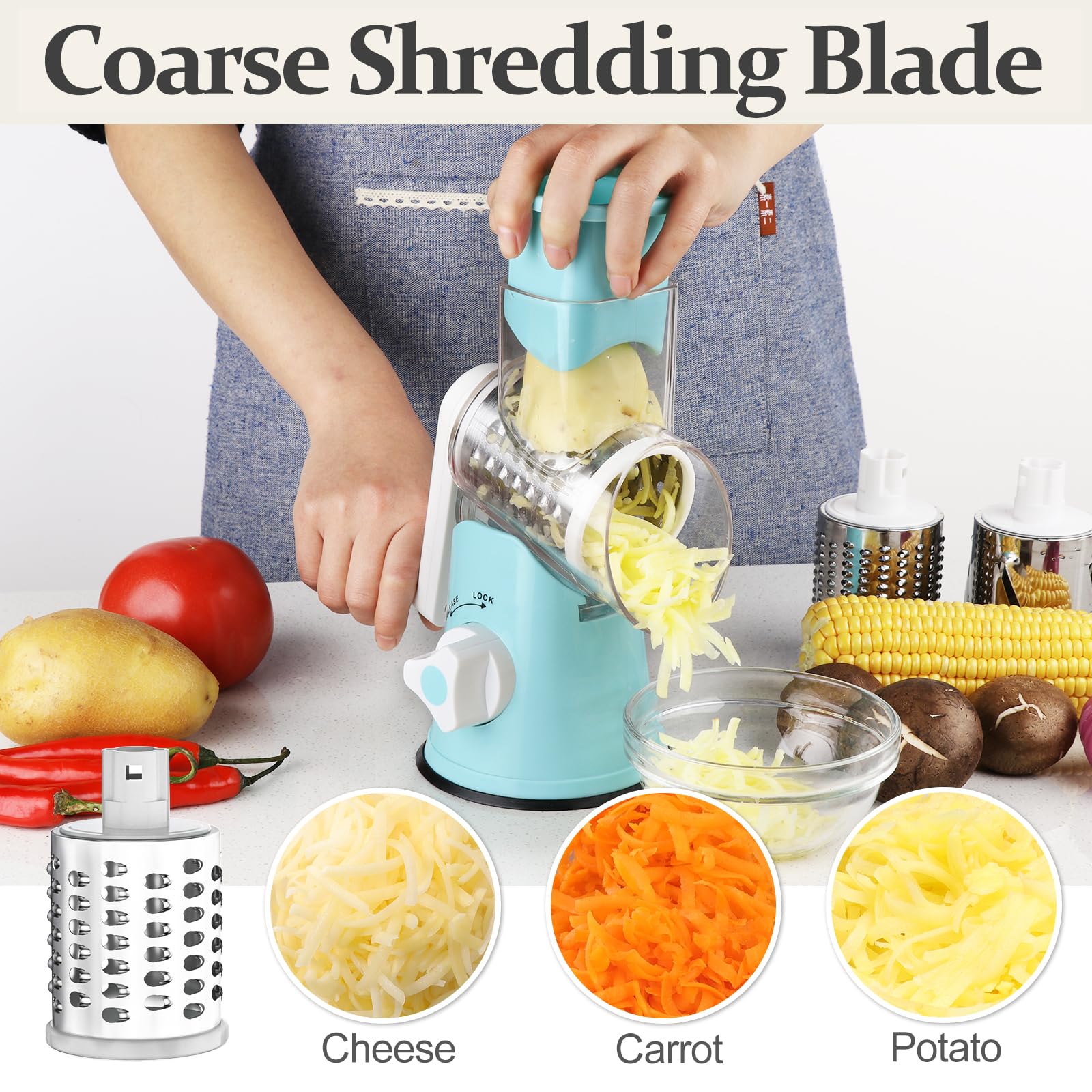 Cambom grater blue blades exposed for different textures