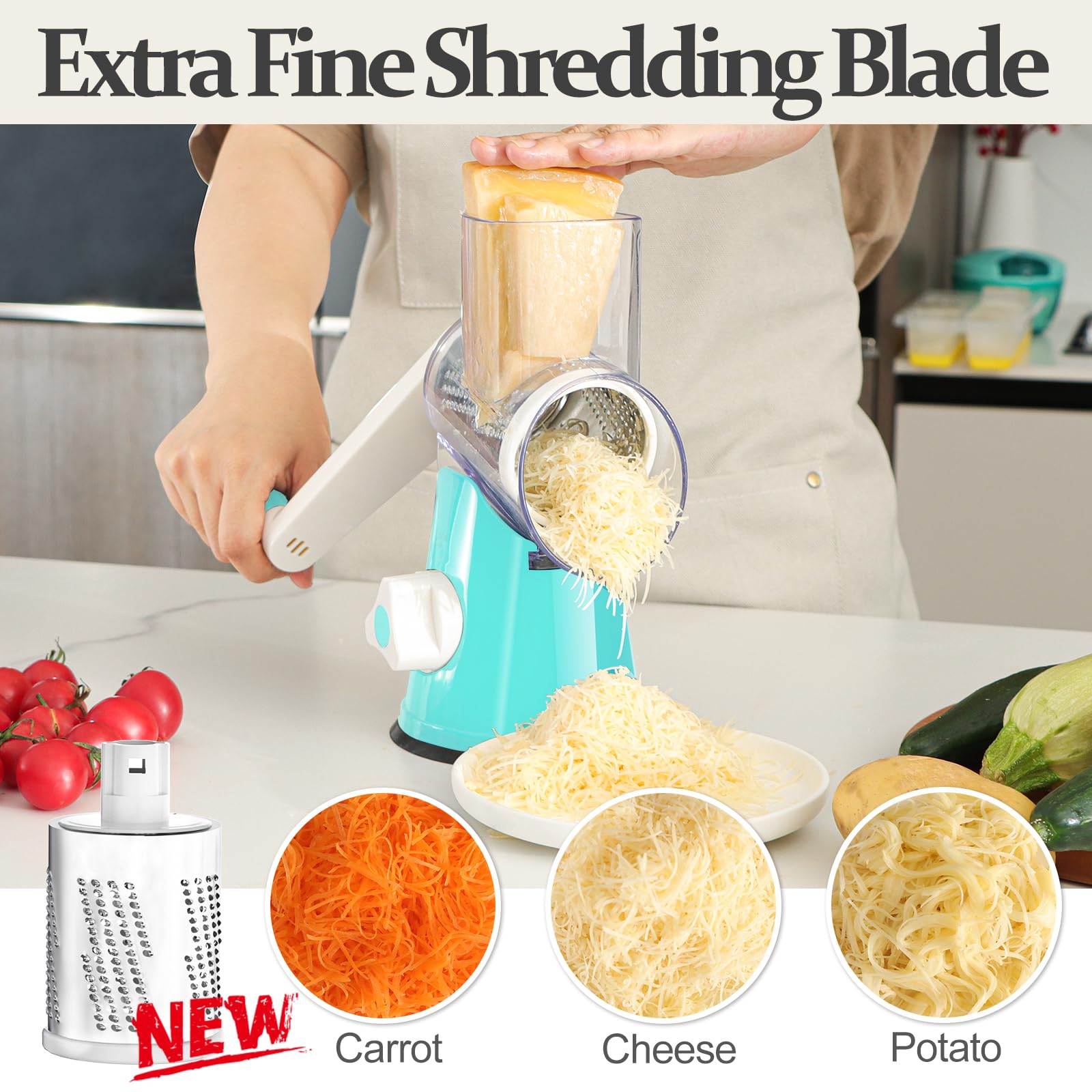 Cambom grater blue crank action for smooth shredding