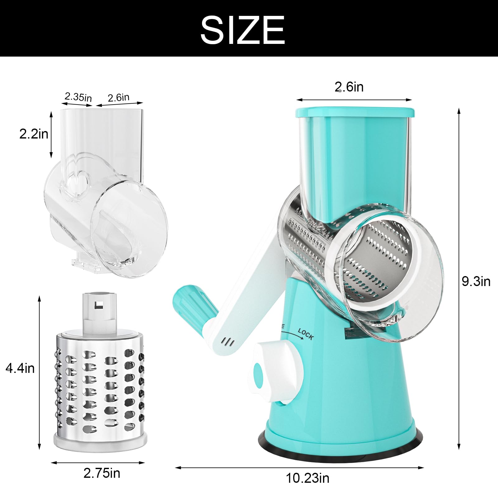 Cambom grater blue dishwasher-safe parts for easy cleaning