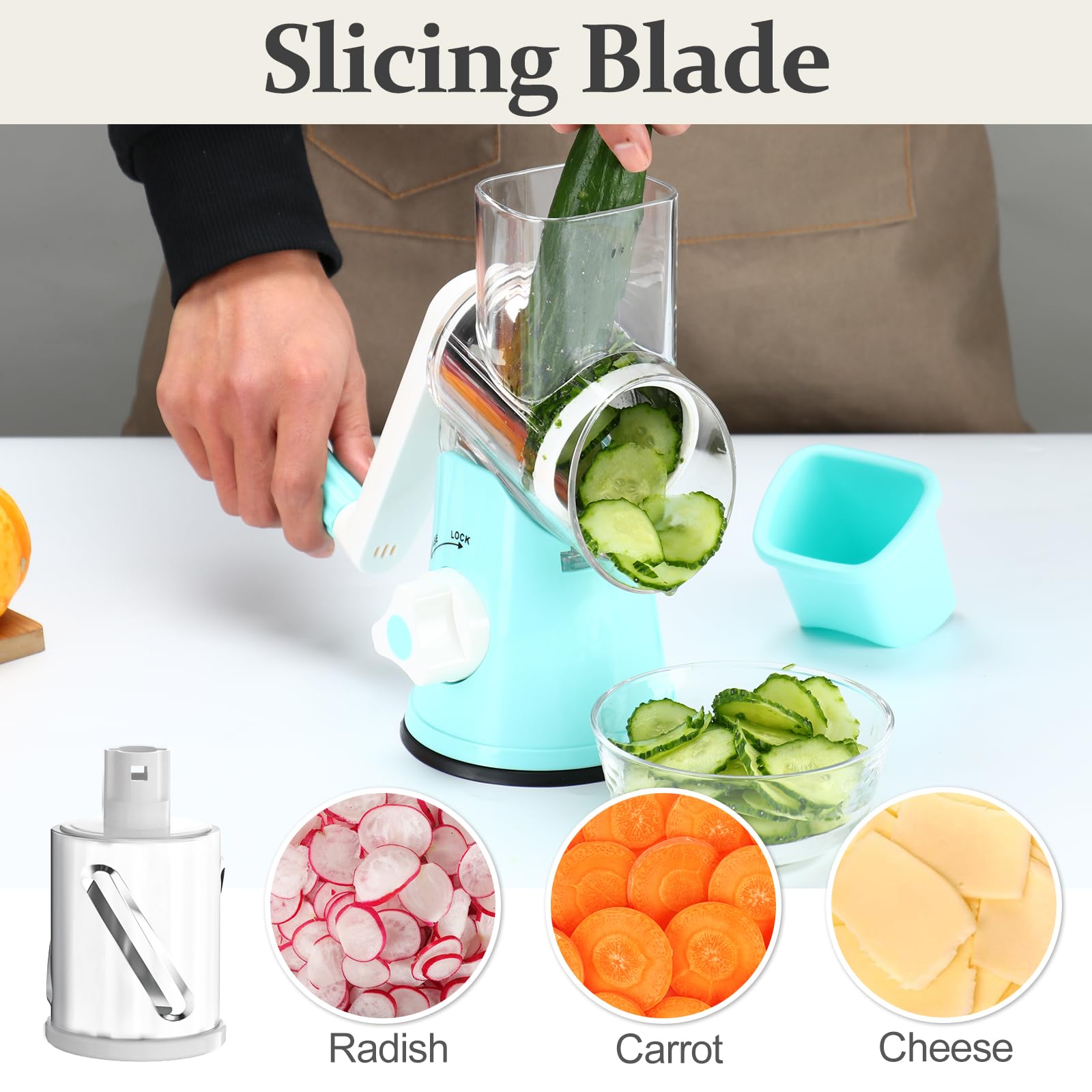 Cambom grater blue suction base on smooth surface