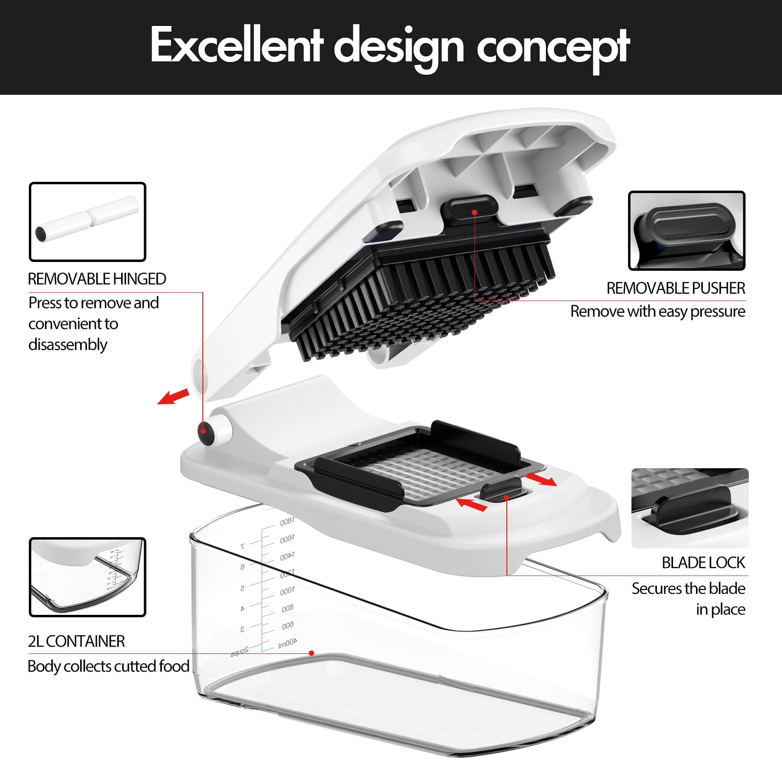 Cambom chopper detachable parts with included brush for easy cleaning