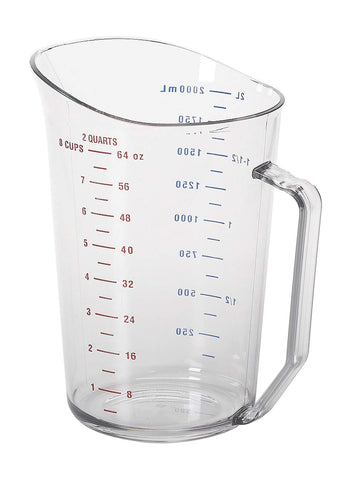 Cambro 200MCCW measuring cup, clear 2qt, pour-ready for accurate portioning.