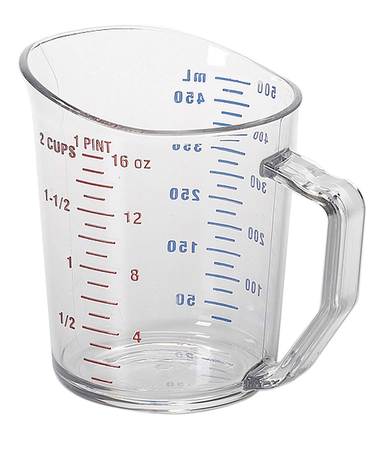 Cambro Camwear 1-Pint measuring cup — front view, clear and durable for precise kitchen measurements.