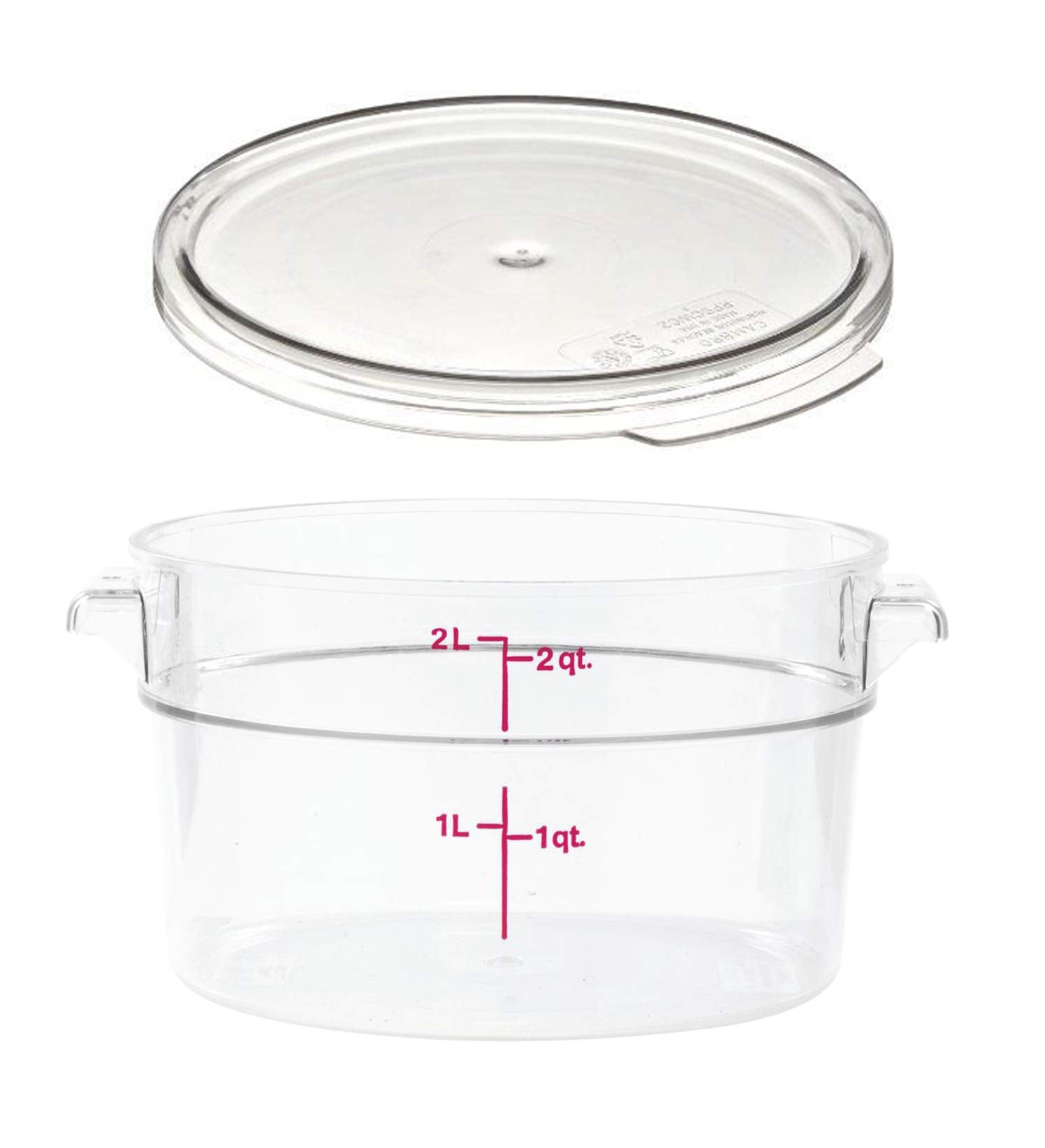 Cambro Camwear 2-quart clear round container for quick content visibility