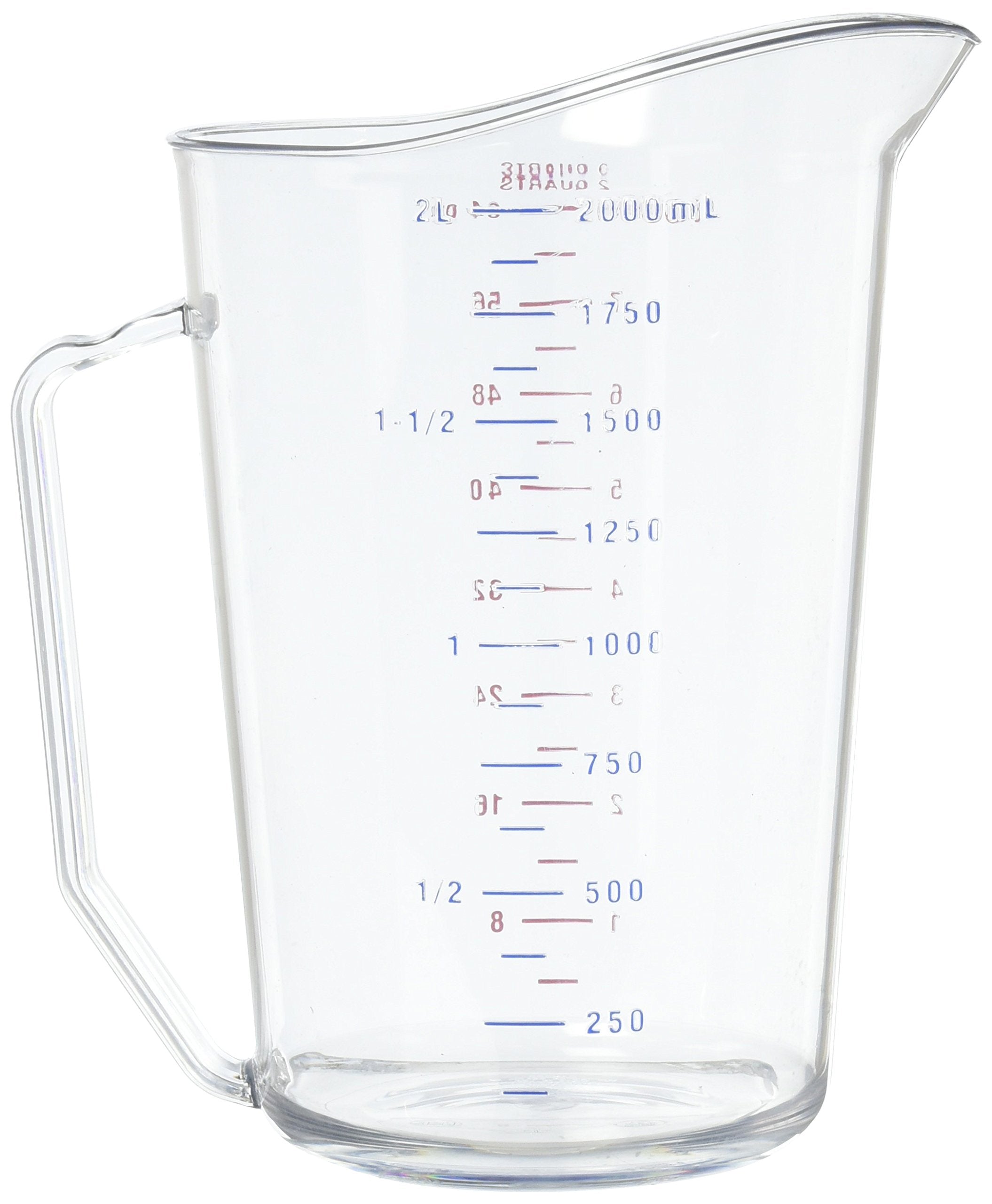 Cambro Camwear polycarbonate clear body, durable measuring cup for steady measurements.