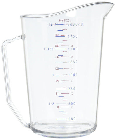 Cambro Camwear polycarbonate clear body, durable measuring cup for steady measurements.
