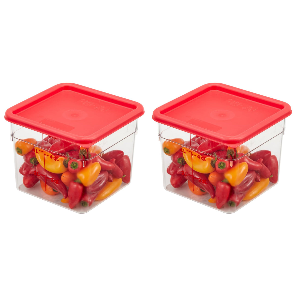 Cambro classic square 6qt container with red lid for organized meal prep.