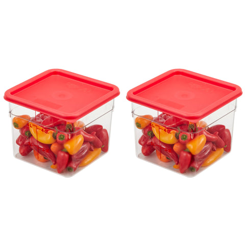 Cambro classic square 6qt container with red lid for organized meal prep.