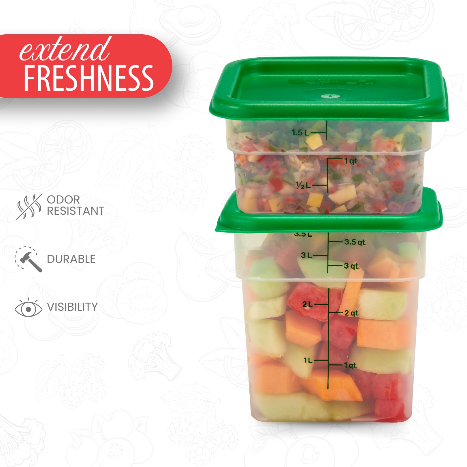 Cambro NSF-listed durable storage set for fridge, freezer, and prep.