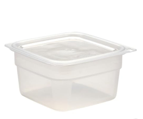 Close-up of clear plastic showing a sturdy lid for secure sealing.
