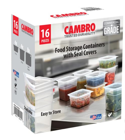 Cambro Freshpro mini containers with lids offer translucent clarity for quick meal prep.