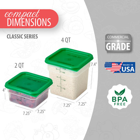 Cambro green lid for square containers ensures secure storage.