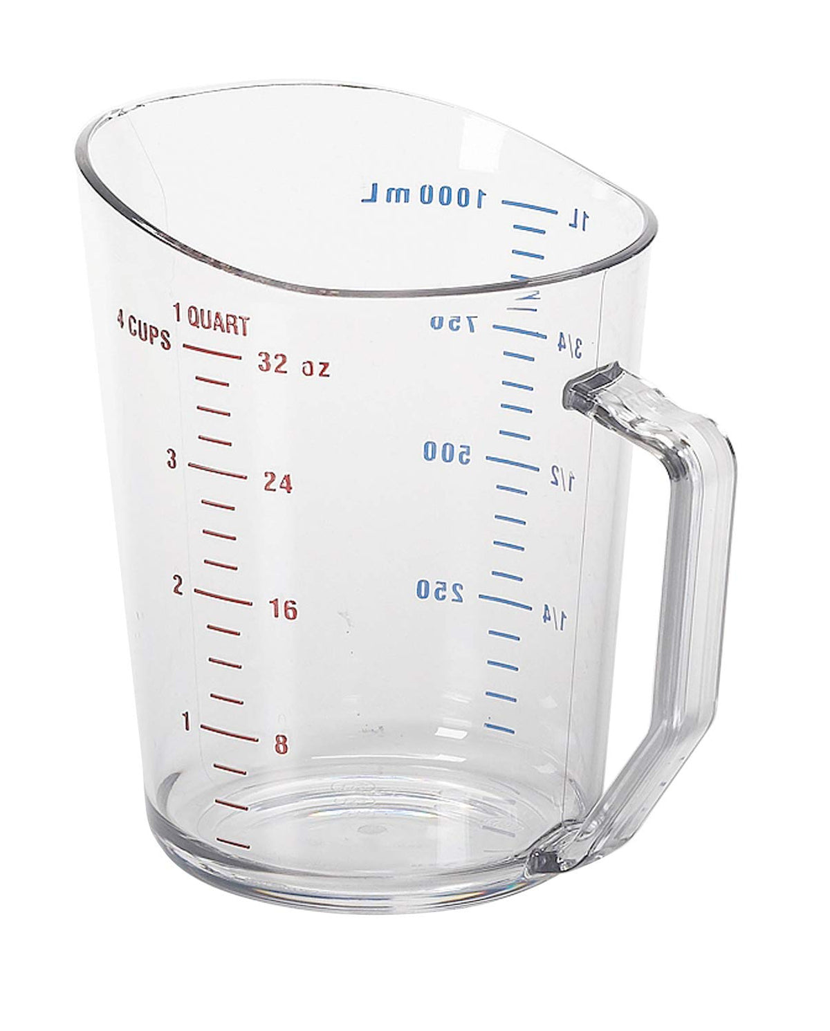 Cambro measure cup 1-quart clear, front view, ideal for accurate portioning.
