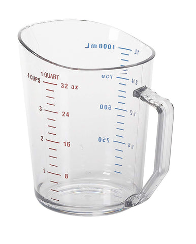 Cambro measure cup 1-quart clear, front view, ideal for accurate portioning.