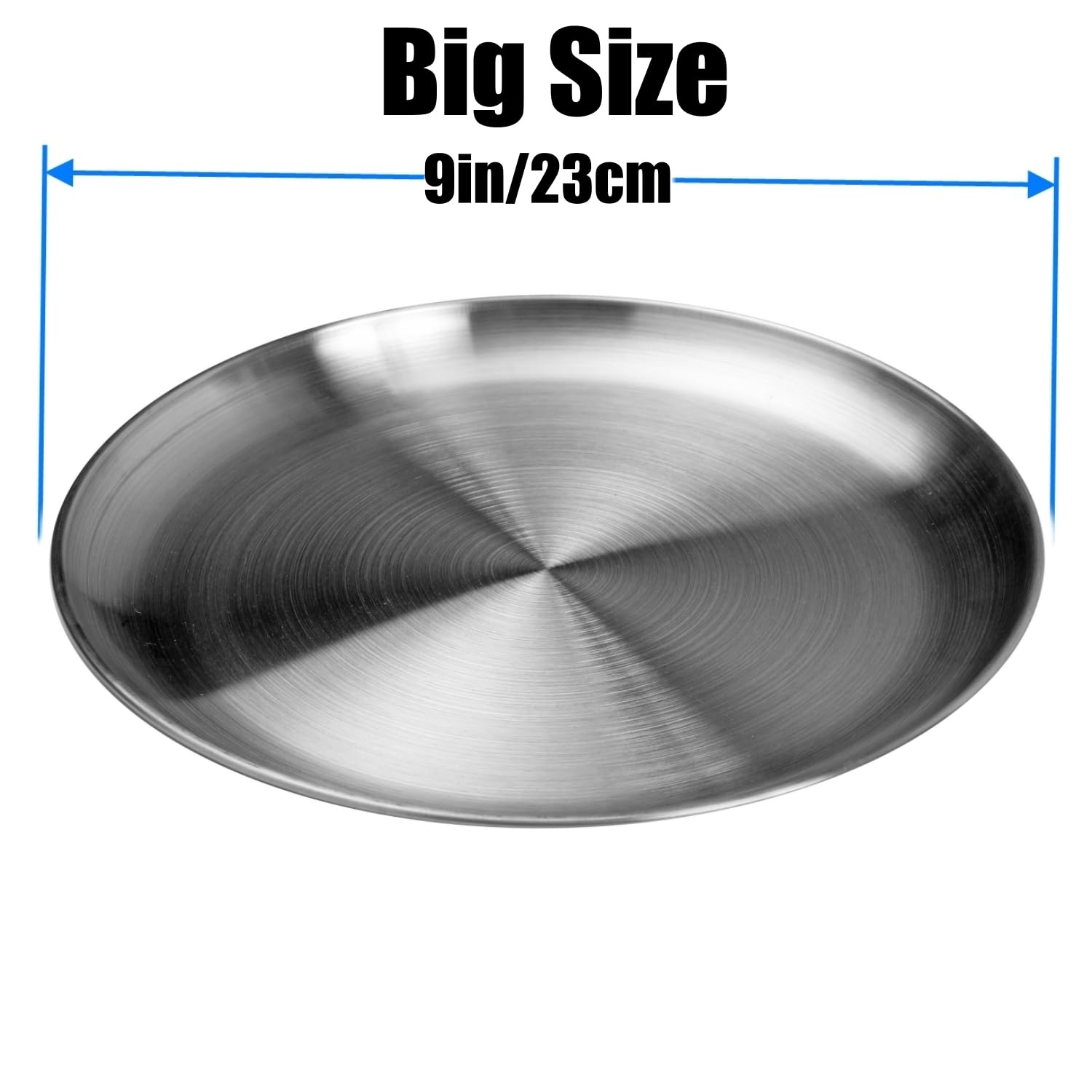 CAMBUY stainless plate with smooth edges; dishwasher safe
