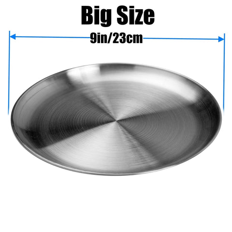 CAMBUY stainless plate with smooth edges; dishwasher safe