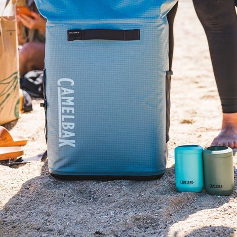 CamelBak Horizon Can Cooler top view highlights compact 12oz size for on-the-go sipping.