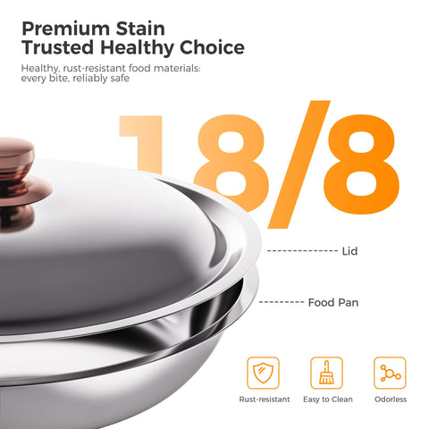 CAMMOO Rose Gold chafing dish pan in polished stainless steel for durability.