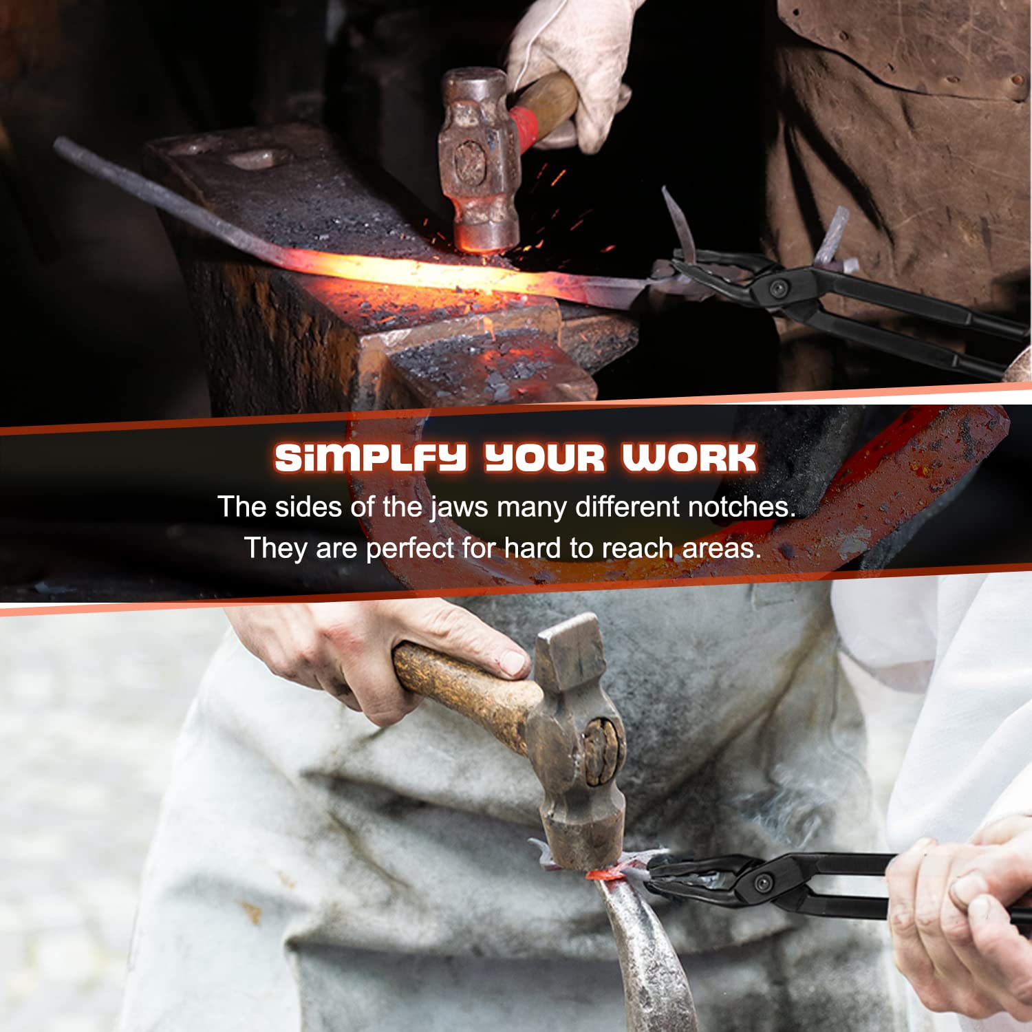 Camoo high-quality steel blacksmith tongs built to resist heat and daily use.