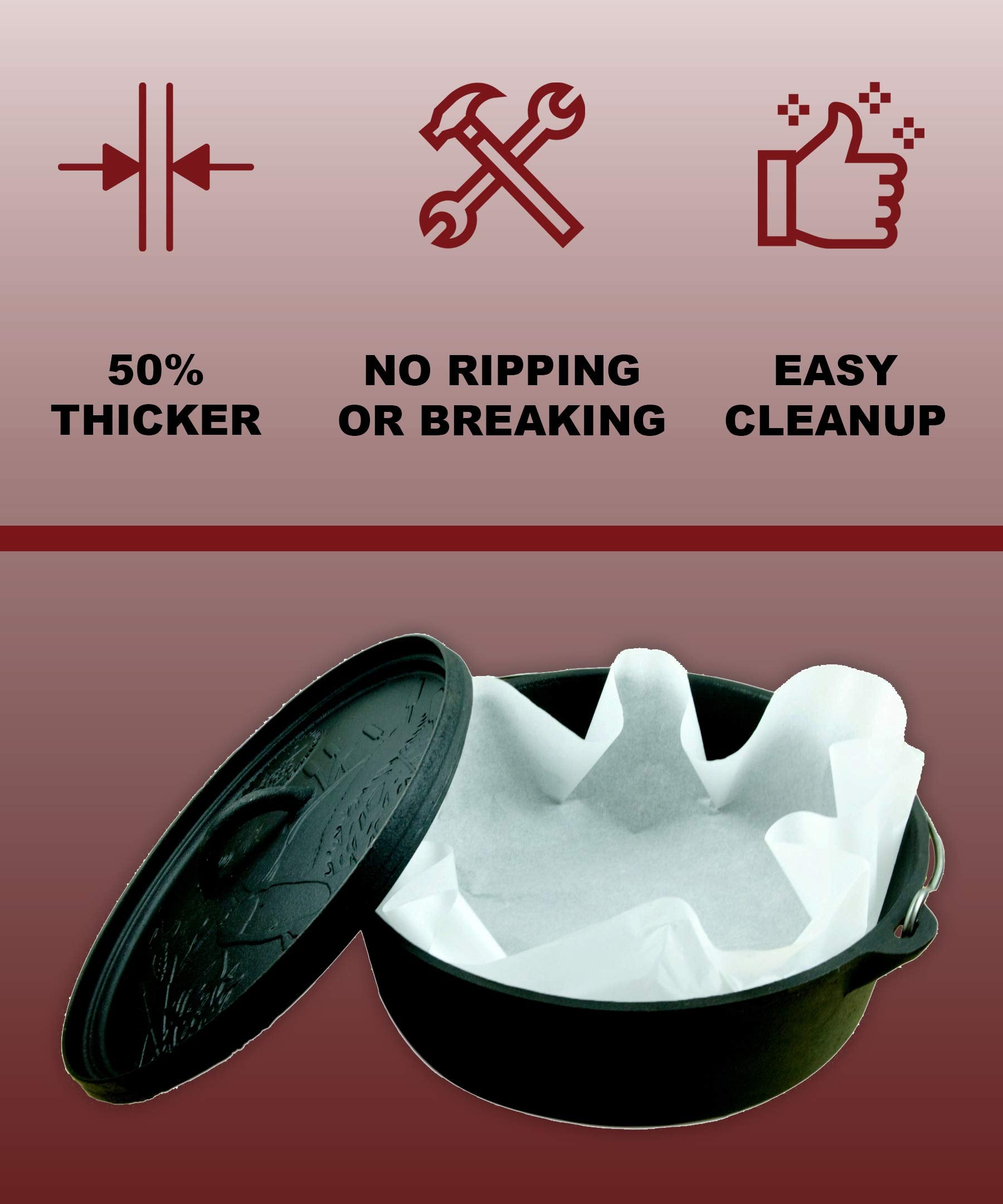 CampLiner extra-thick parchment liner to resist tearing in outdoor meals.