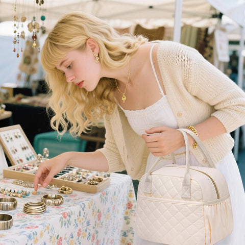 CAMTOP lunch box with quilted front design complements outfits while keeping food organized