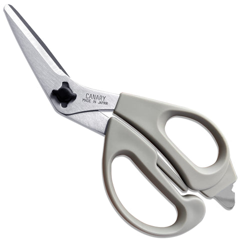 CANARY Japanese kitchen shears with offset blade for comfortable large-food cutting.