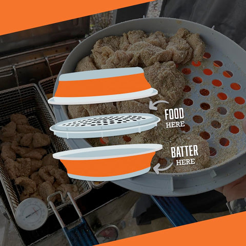 CanCooker Batter Bowl XL mess-free mixing for even coating on fish, chicken, or vegetables.