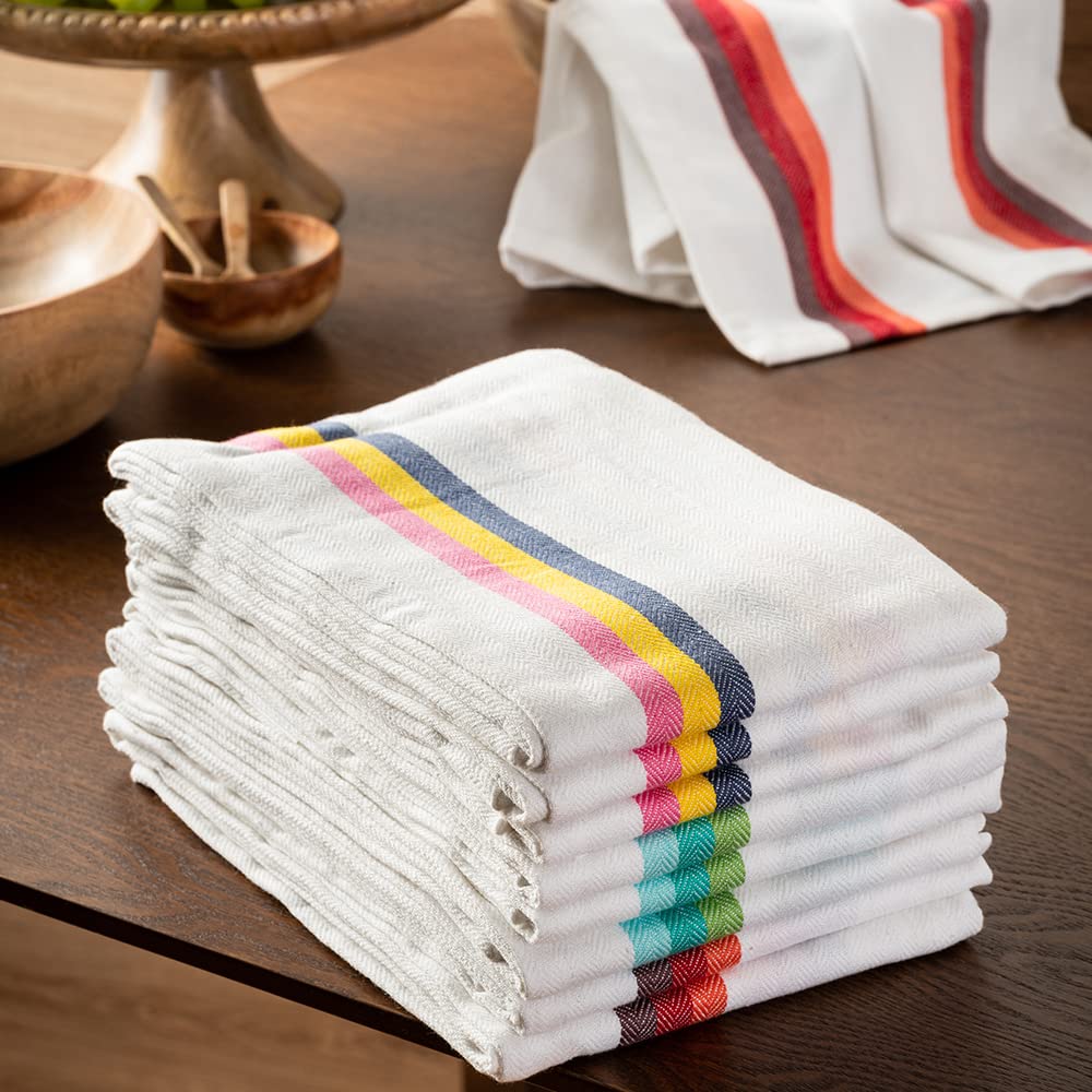 Candy Cottons stripe kitchen towels gift-ready set ideal for new homeowners or hosts.