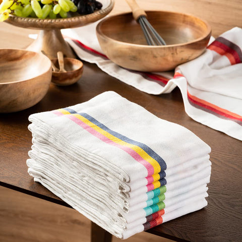 Candy Cottons stripe towels are soft yet durable for repeated machine washing.