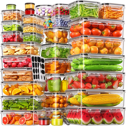 Canfanni 70pcs rectangular containers with airtight lids for organized meal prep.