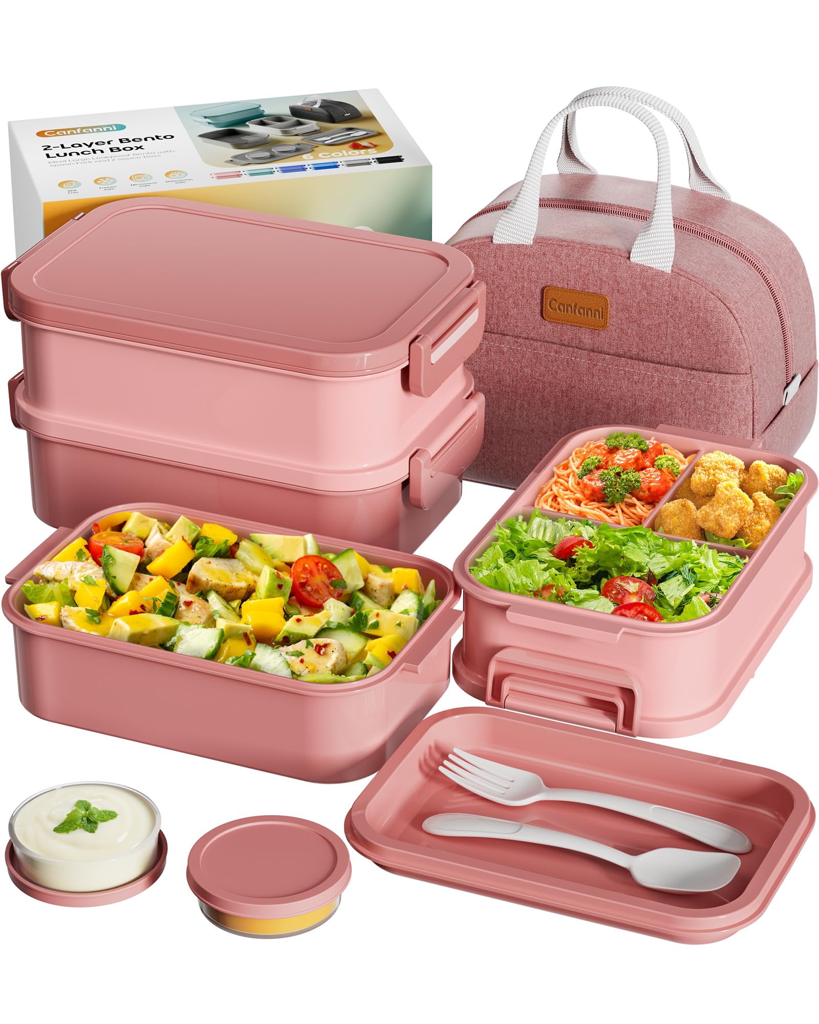 Canfanni adults bento with 74oz capacity for generous meals on the go.
