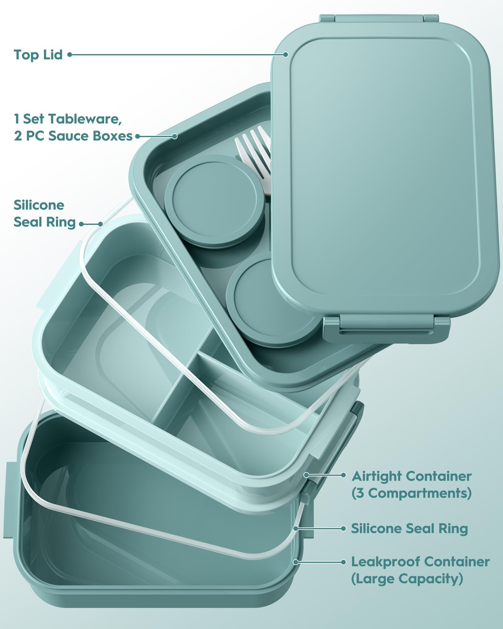 Canfanni bento box 3-stack layout for organized portions and portability