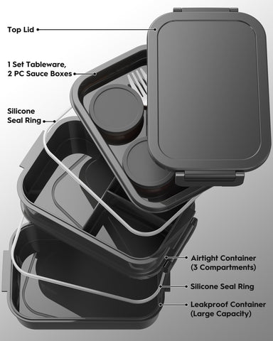 Canfanni Bento Box Astral Black inside insulated bag keeps meals fresh.
