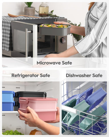 Canfanni Bento Box Astral Black is microwave and dishwasher safe for easy cleaning.