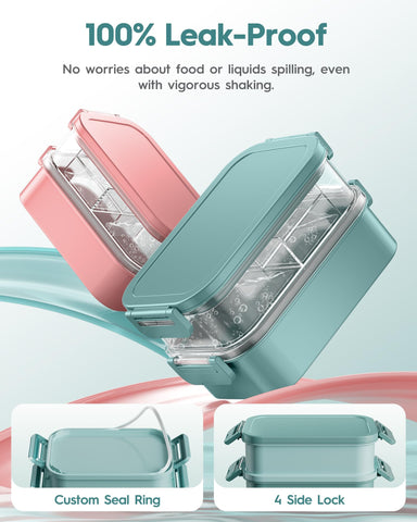 Built-in utensils and sauce containers for easy packing