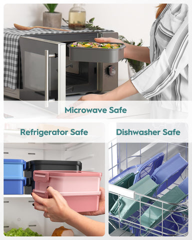 Microwave and dishwasher safe bento box for quick reheats and cleaning