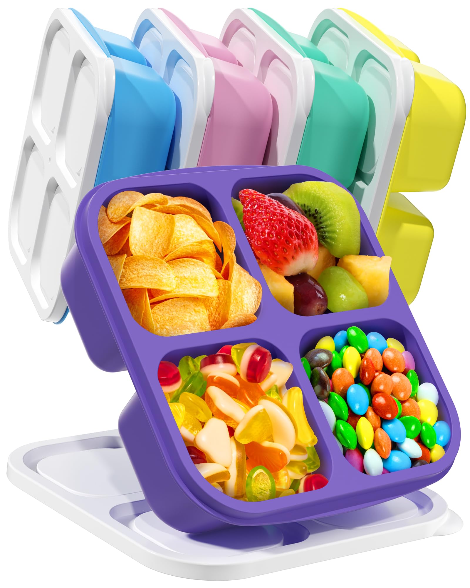 Canfanni 4-compartment bento showing organized snacks, great for school lunches.