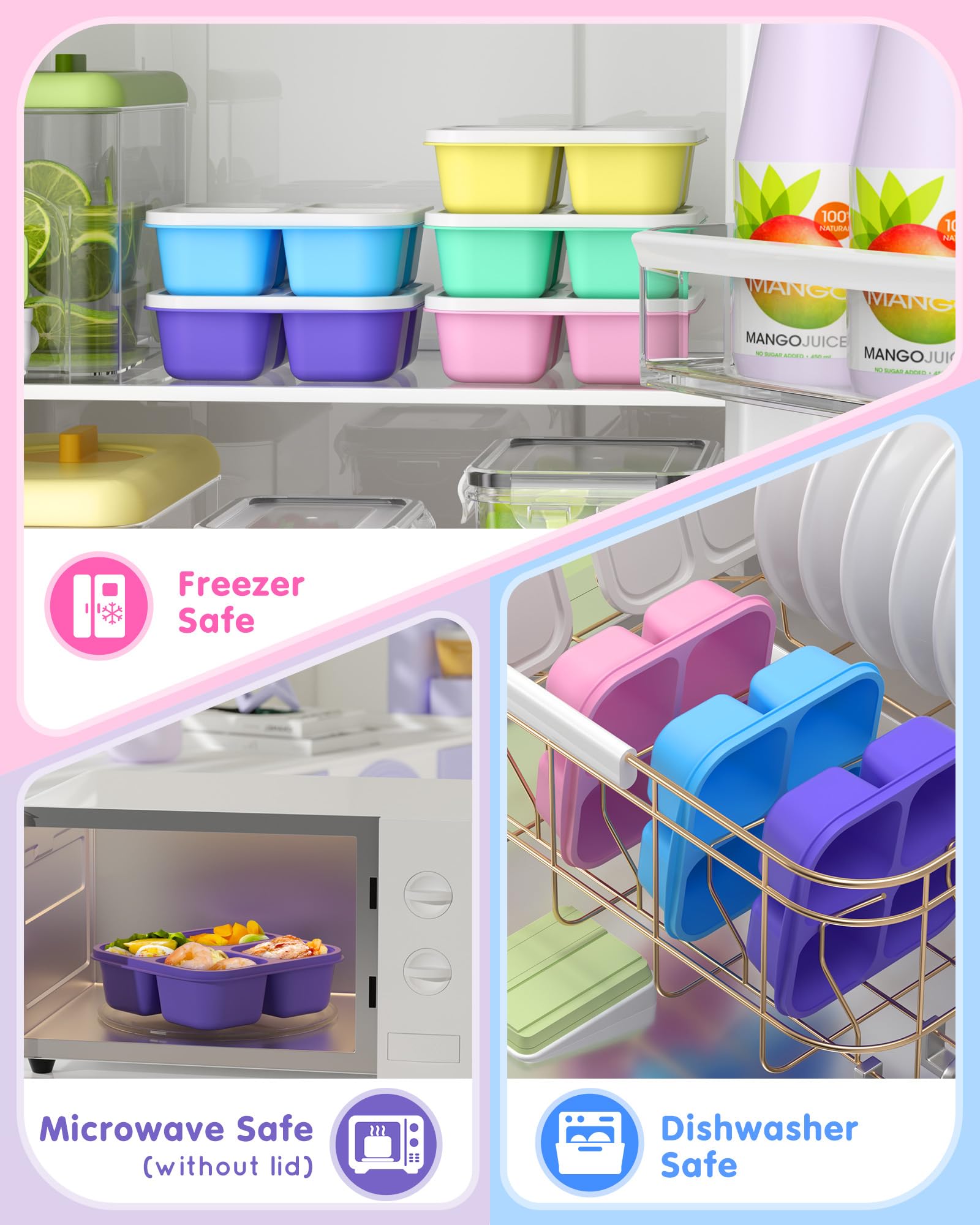Canfanni 4-compartment lunchbox stackable design saves kitchen space.