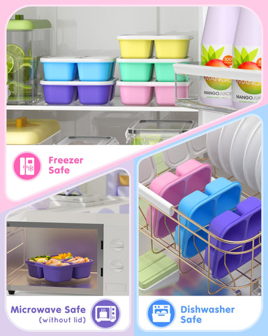 Canfanni 4-compartment lunchbox stackable design saves kitchen space.
