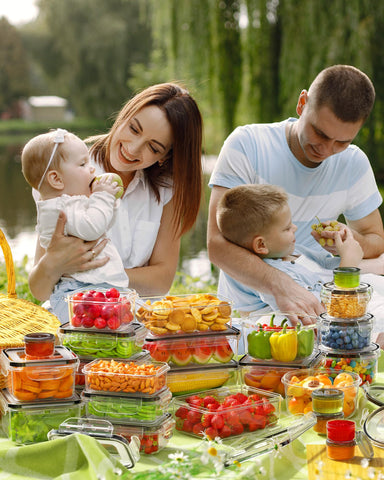 Canfanni BPA-free plastic containers, microwave-safe for reheating leftovers.